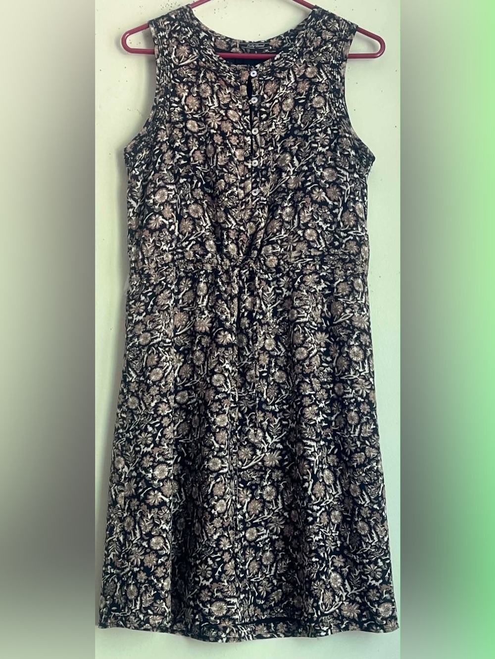 Lucky Brand Black and Cream Floral Skater Dress